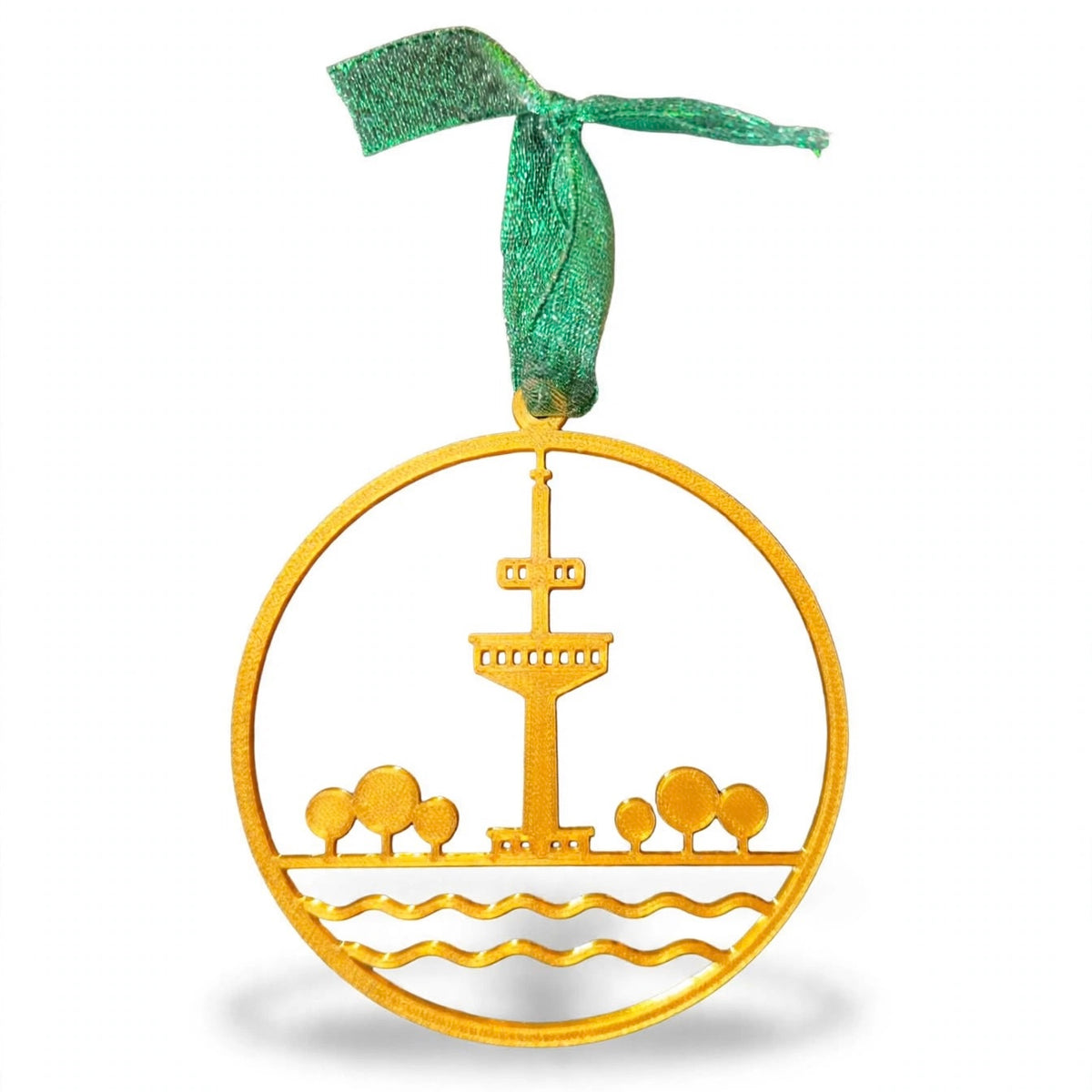 Rotterdam Kersthanger Goud - Euromast / Erasmusbrug / De Hef / De Kuip - Duurzame 3D Kerstbal