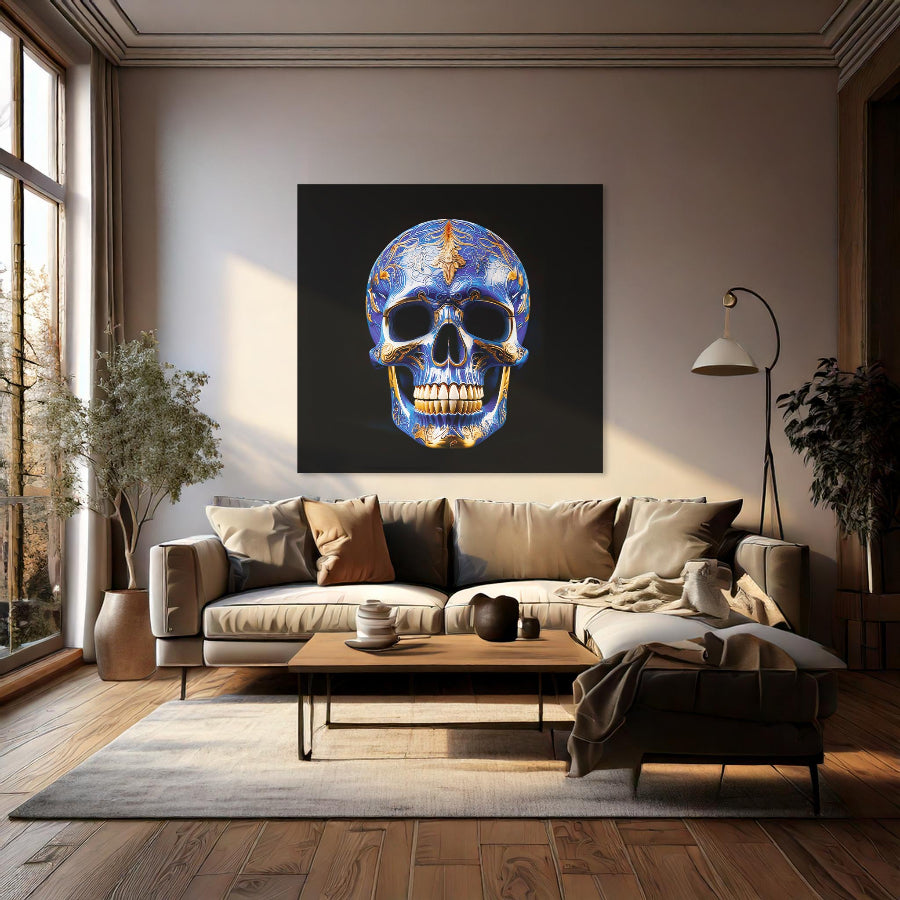Schedel Blauw Goud