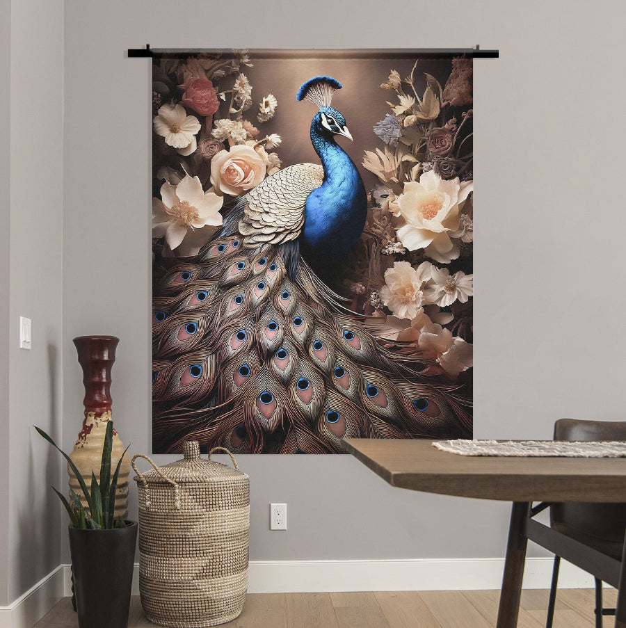 Wandkleed - Pauw met Bloemen No1