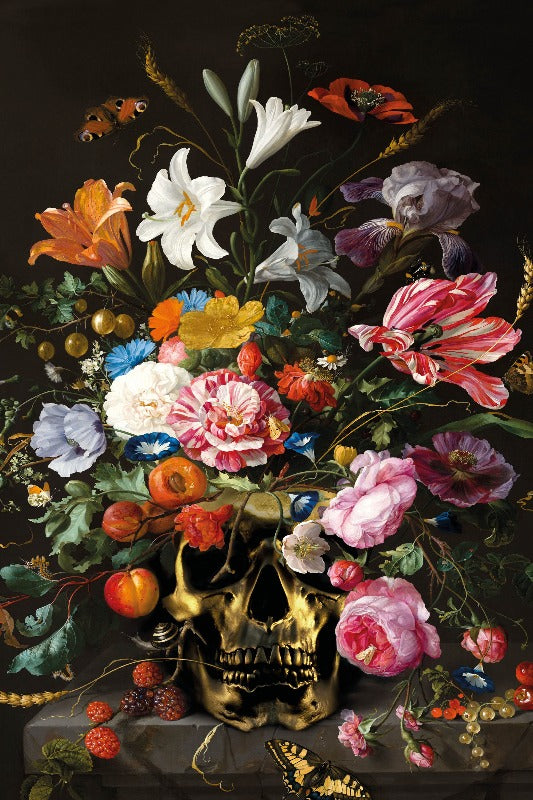 Flower Skull, stilleven met schedel