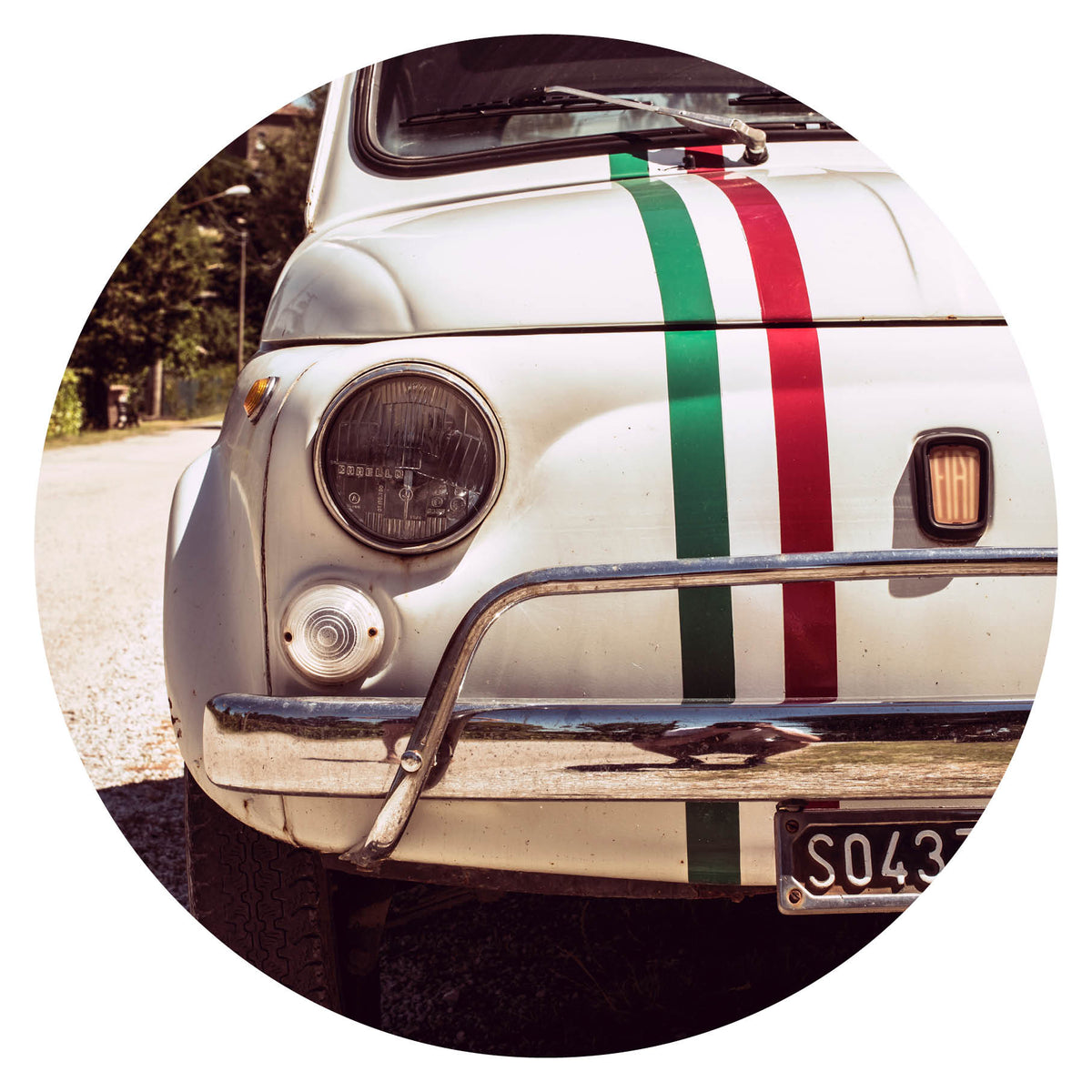 Wandcirkel Fiat – klassieke Fiat in rond formaat