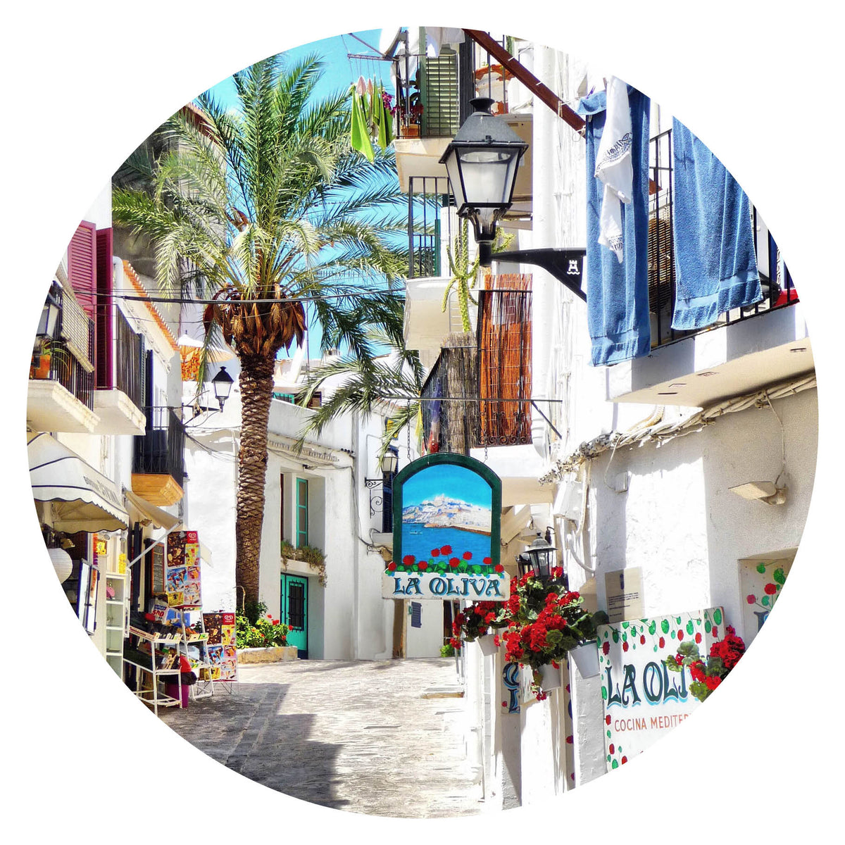 Wandcirkel Ibiza No2 – Ibiza-sfeer in rond formaat