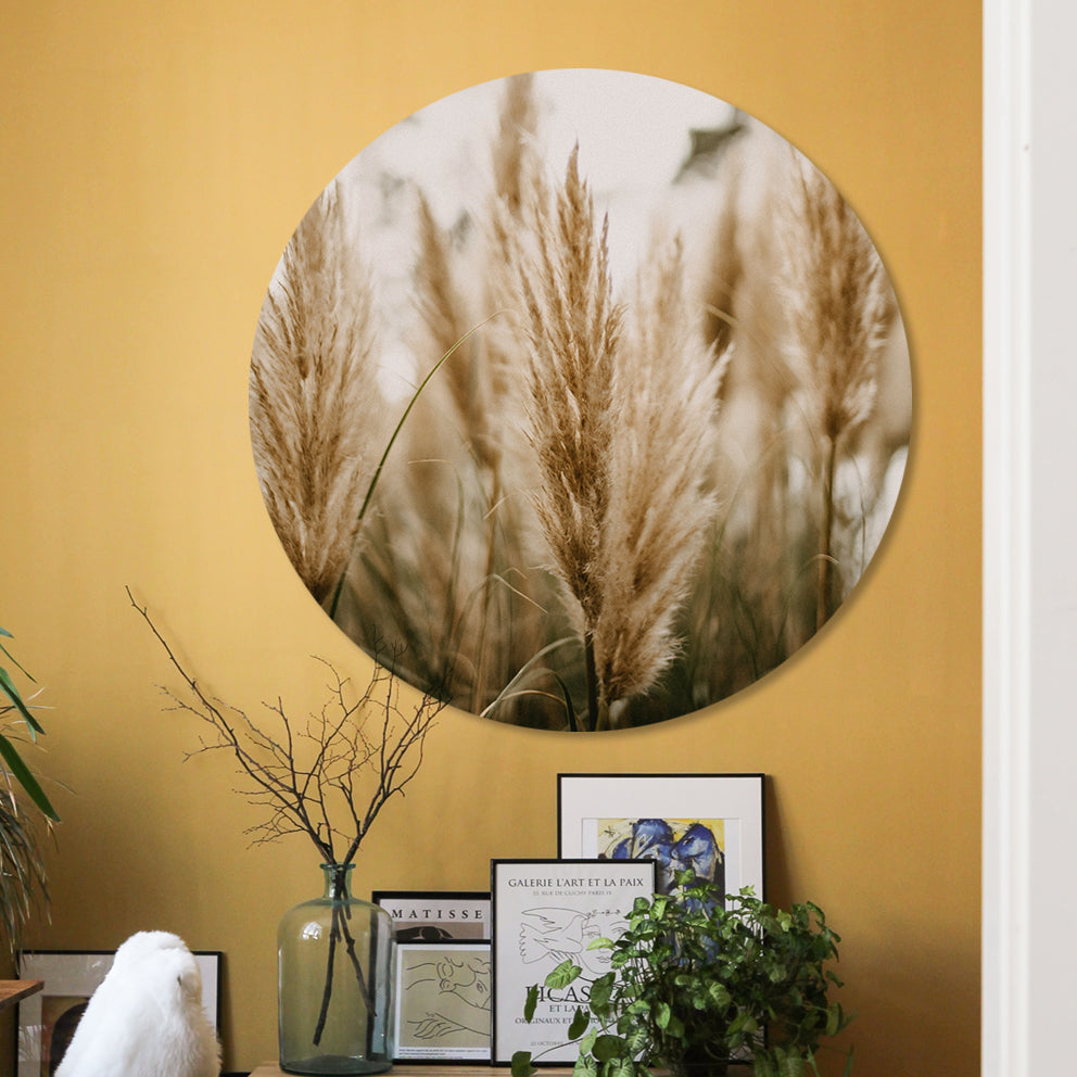 Wandcirkel Pluimen No3 in een woonkamer