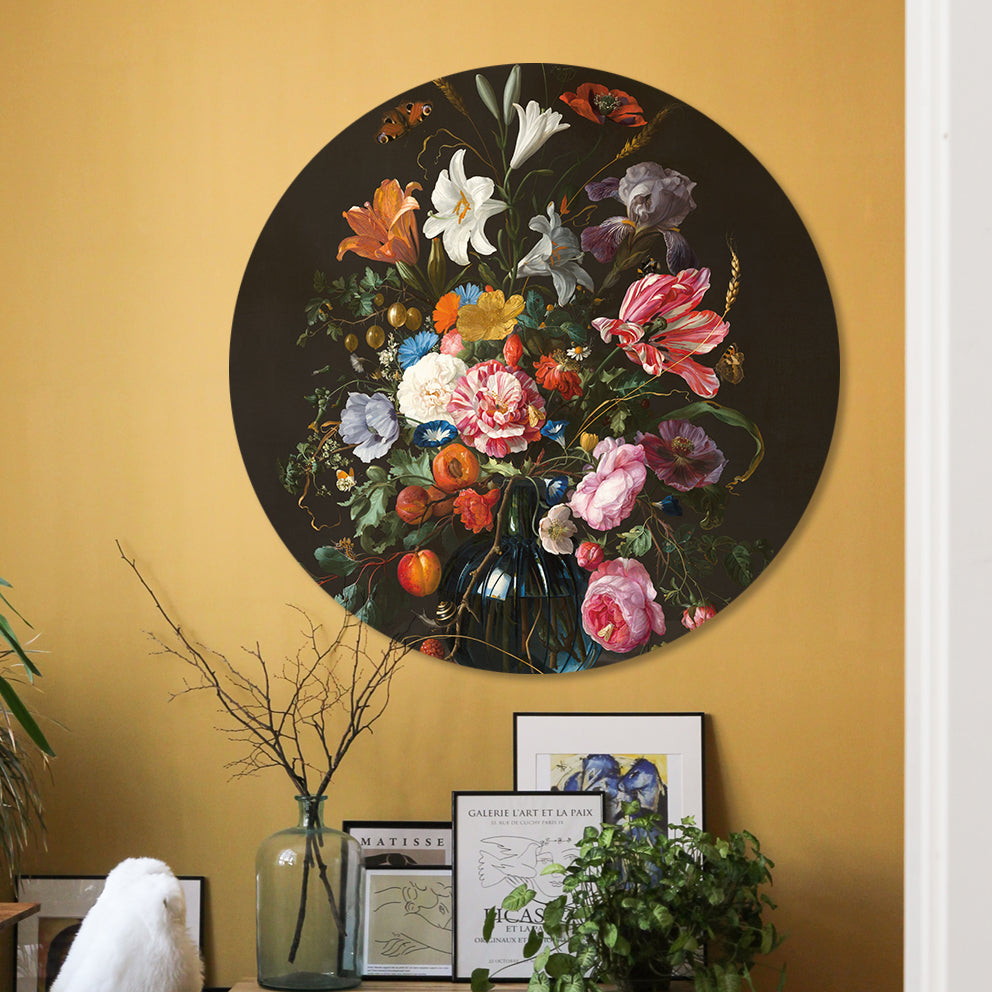 Wandcirkel Vaas met Bloemen, Oude Meesters