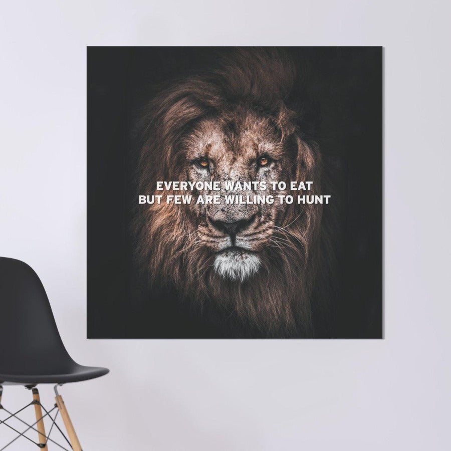 Schilderij Mindset - Motivatie Quote Leeuw