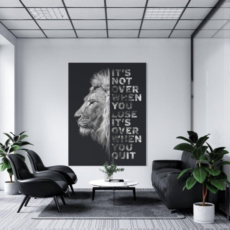 Schilderij Mindset - Motivatie Quote Leeuw