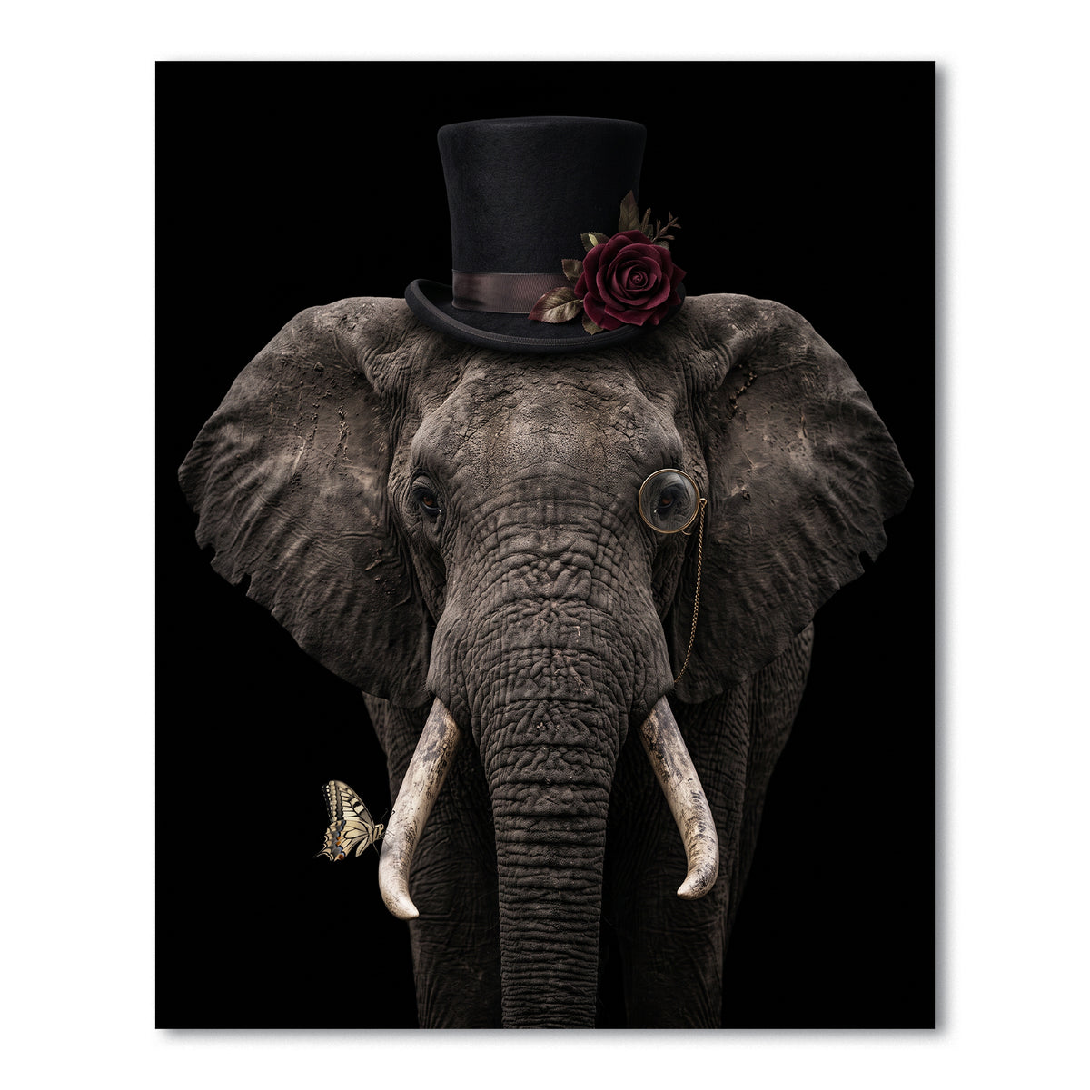 Stijlvolle Olifant, kunstprint van een olifant uit de stijlvolle dierenreeks van PosterGuru
