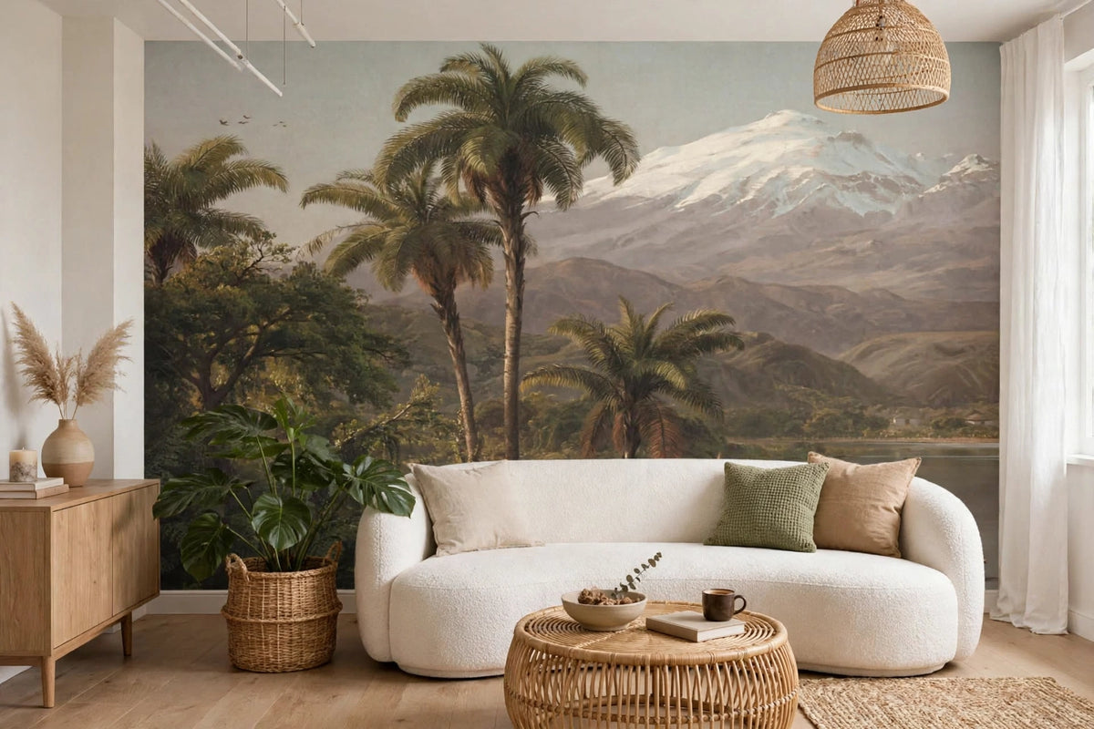 Fotobehang Tamaca Palms van Frederic Church in een lichte woonkamer