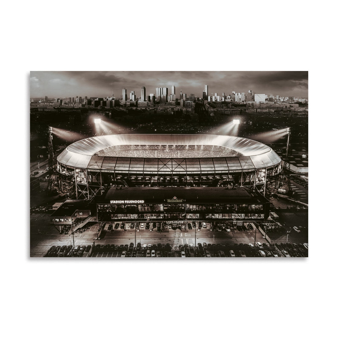 Poster Rotterdam De Kuip No6 – stadion De Kuip in donkere tinten