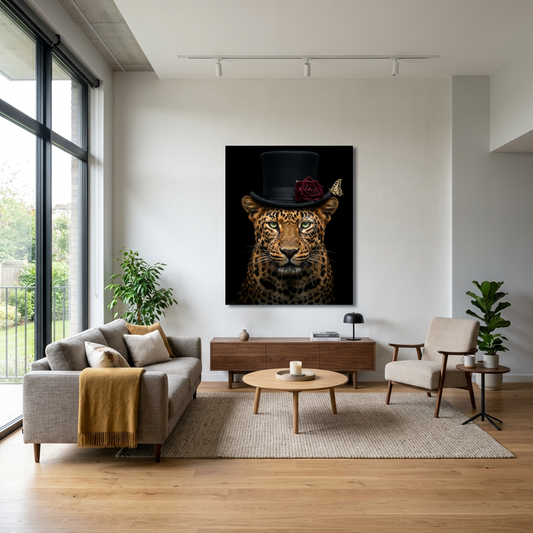 Stijlvolle Panter poster aan de muur in een sfeervol interieur