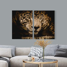 Afbeelding in Gallery-weergave laden, Tweeluik schilderij panter kop
