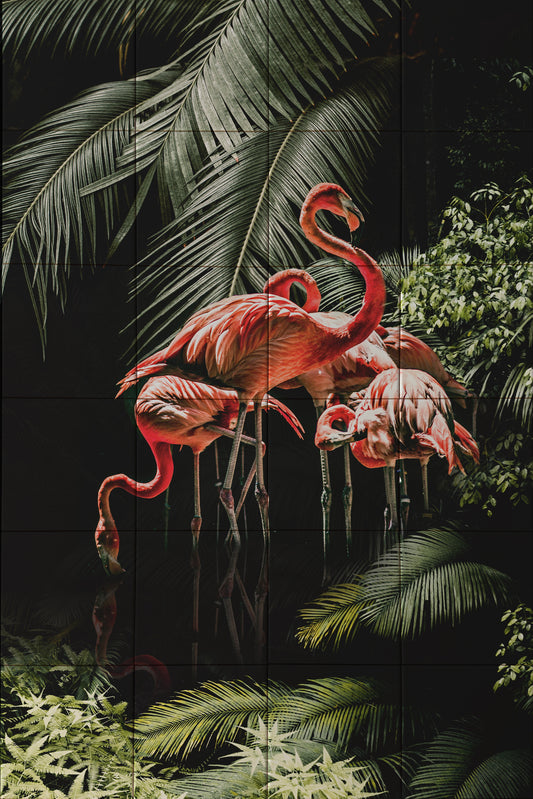 Tegeltableau - Flamingo's