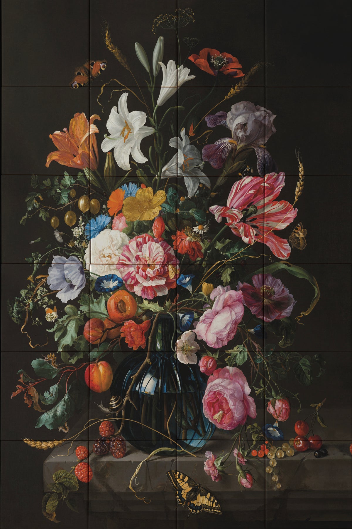Tegeltableau - Stil Leven Vaas met Bloemen