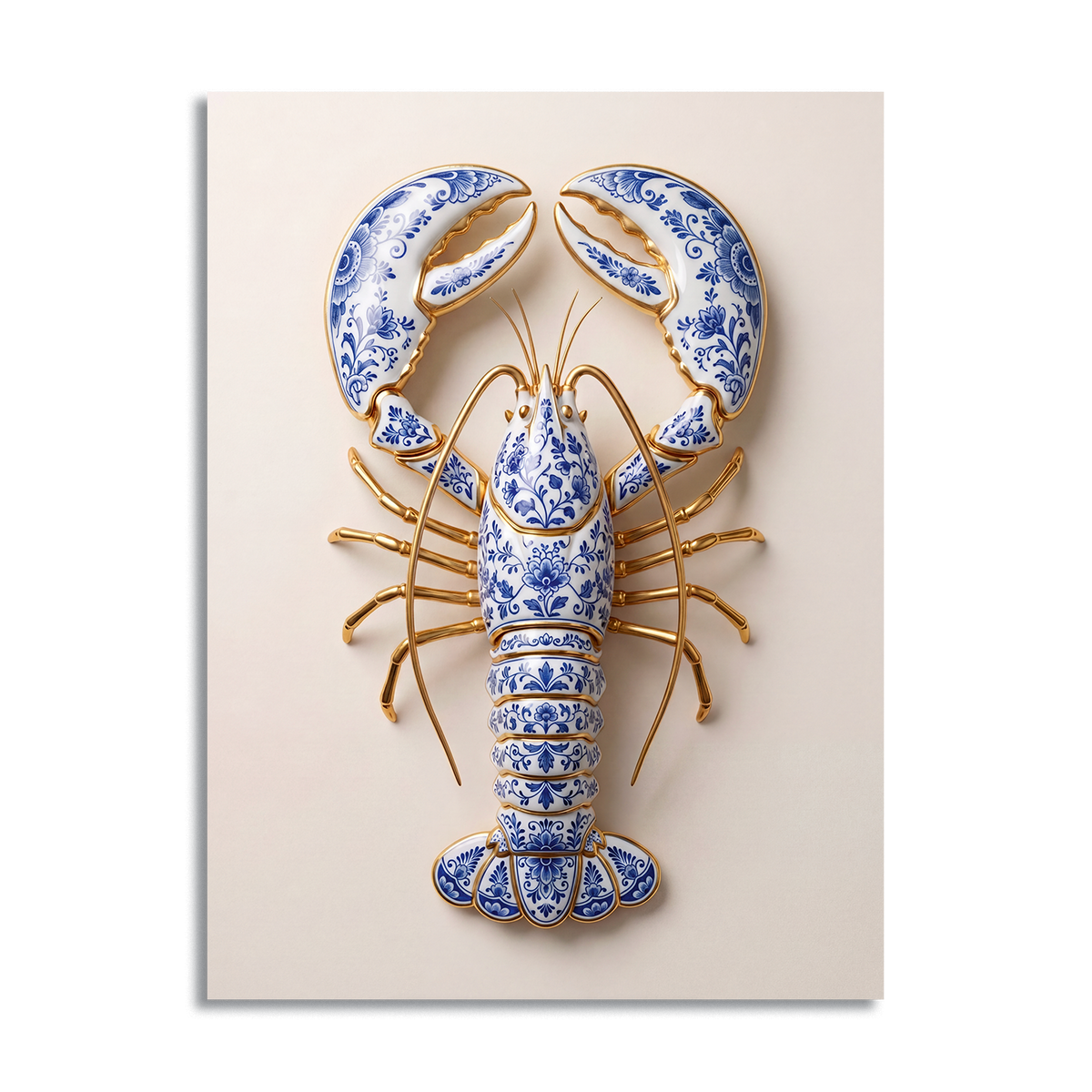Poster Kreeft Delfts Blauw (Wit)