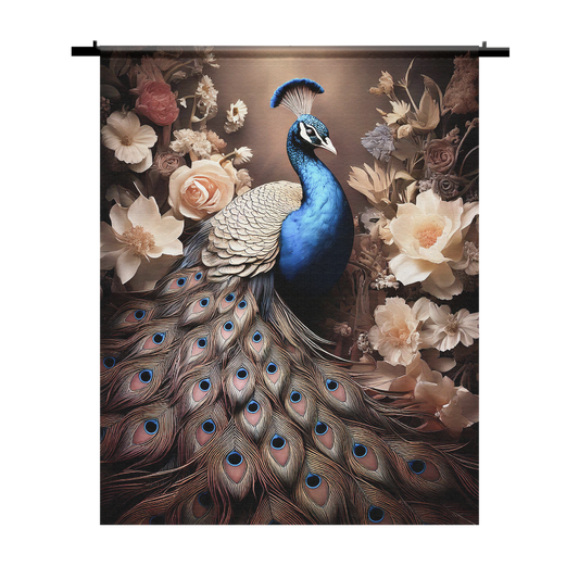 Wandkleed - Pauw met Bloemen No1