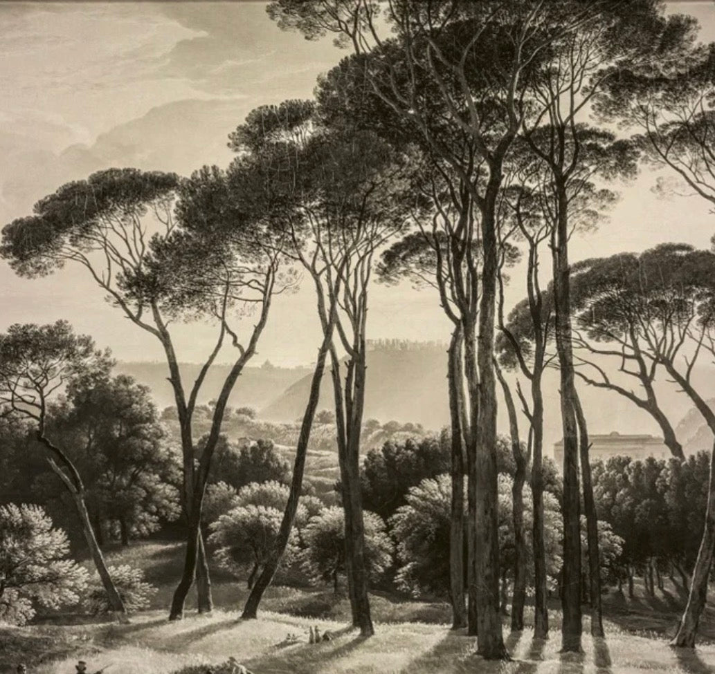 Fotobehang Parasoldennen in sepia – Italiaans landschap van Hendrik Voogd