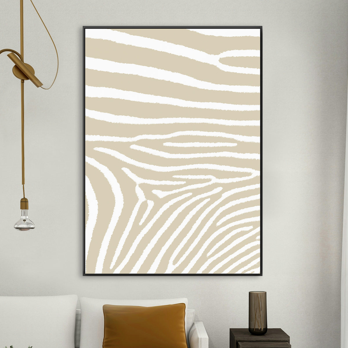 Poster Zebra Print No1 met baklijst in een interieur
