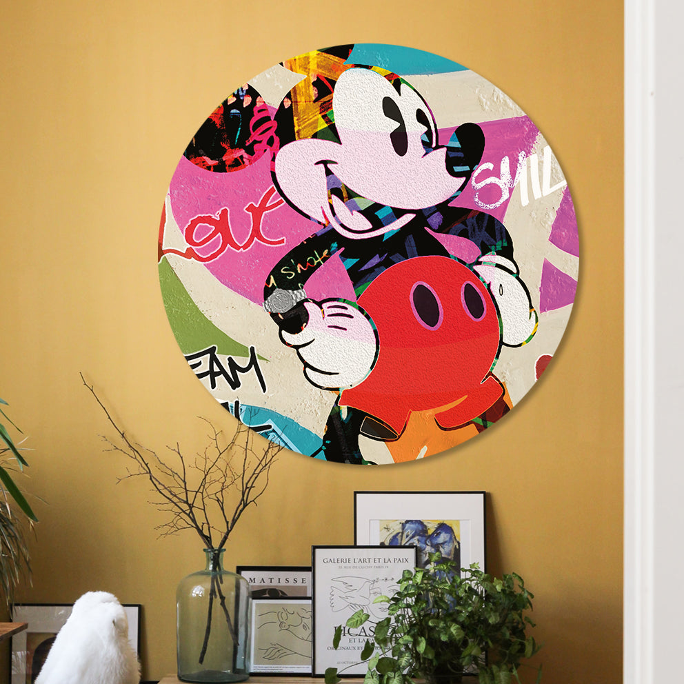 Wandcirkel Cartoonmuis in een interieur