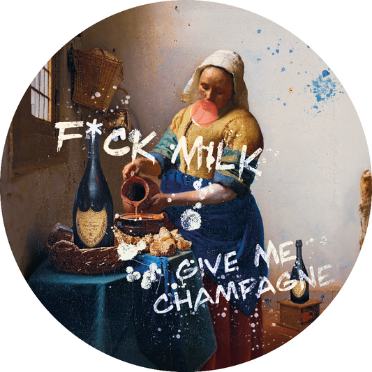 Wandcirkel Melkmeisje met Champagne