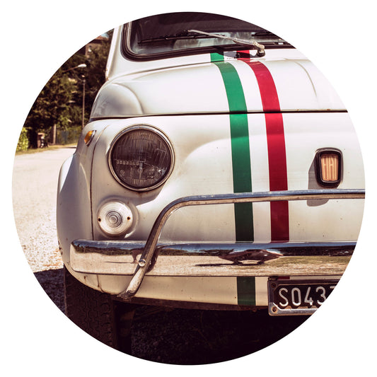 Wandcirkel Fiat – klassieke Fiat in rond formaat