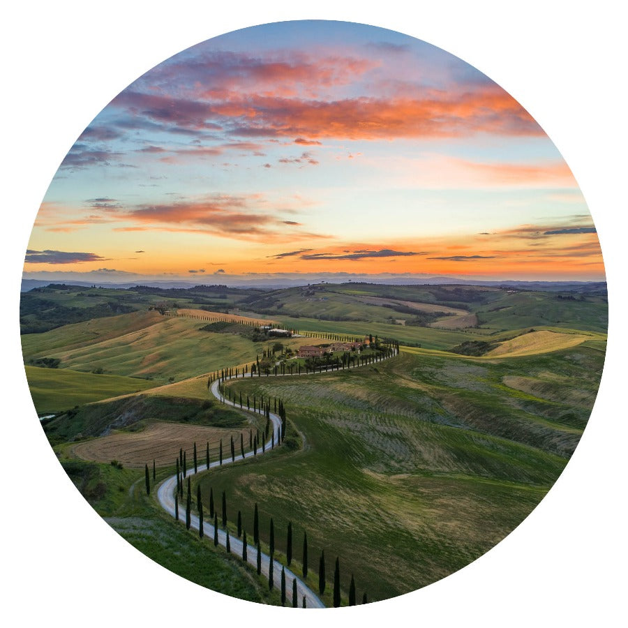 Wandcirkel Italiaans Landschap – landschap in rond formaat