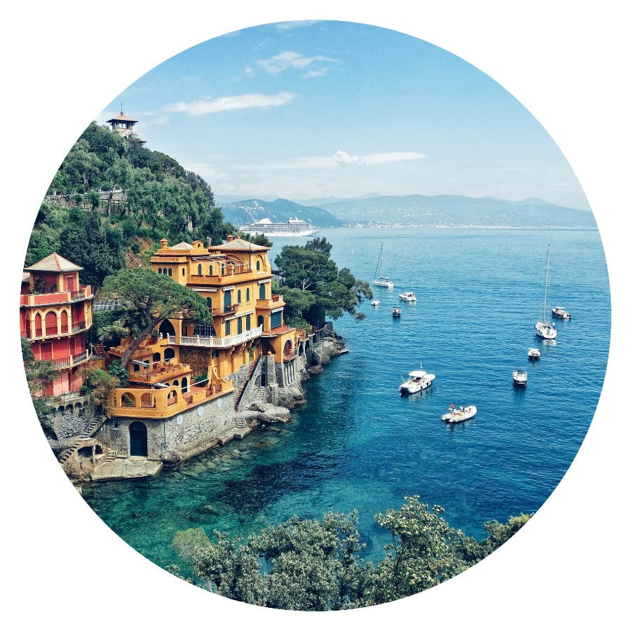 Wandcirkel Italie No1 – Italiaans tafereel in rond formaat
