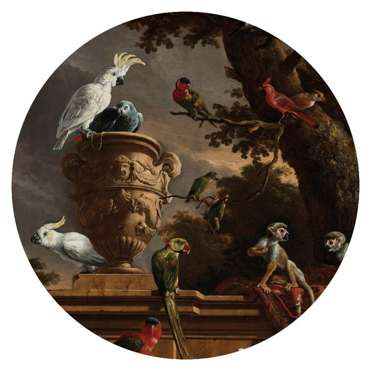 Wandcirkel Menagerie – vogels in klassiek tafereel