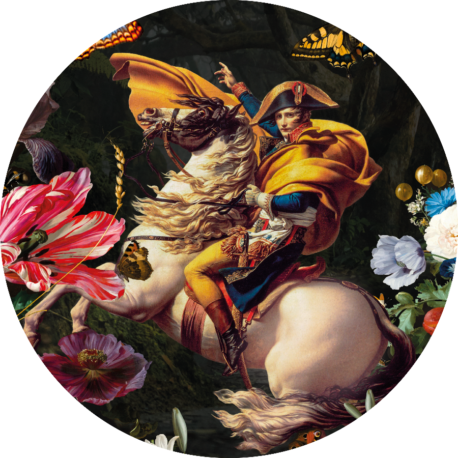 Wandcirkel Napoleon Flowers – Napoleon met bloemen in donkere tinten
