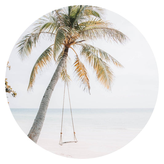 Wandcirkel Palm – palm in beige tinten