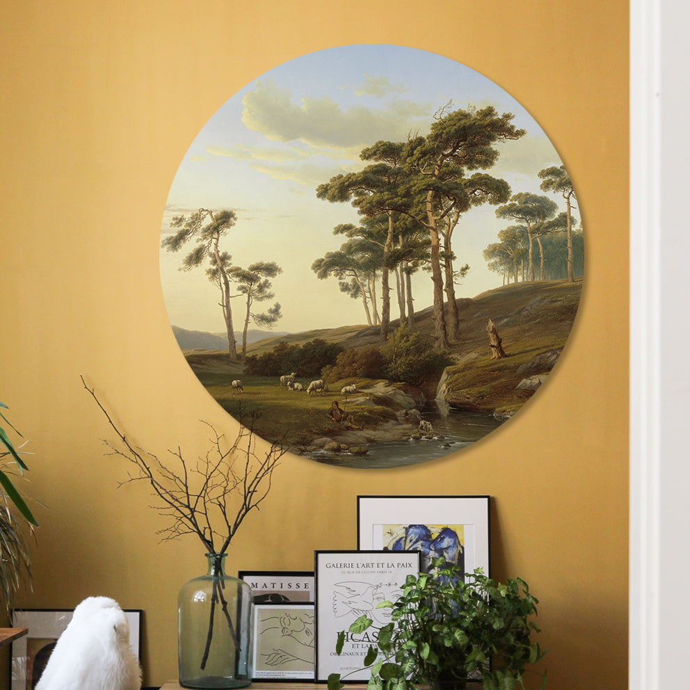 Wandcirkel Parasoldennen, klassiek landschap