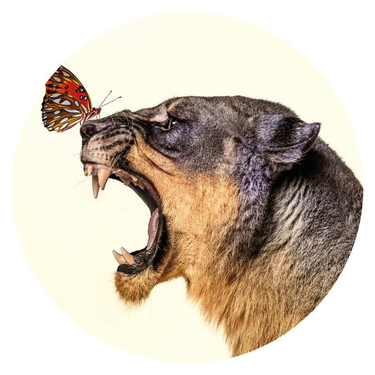 Wandcirkel Roar – dierenprint in beige tinten