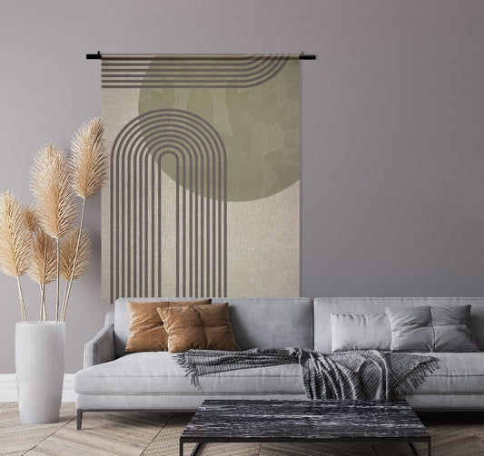 Wandkleed Boho No2 aan een lila muur