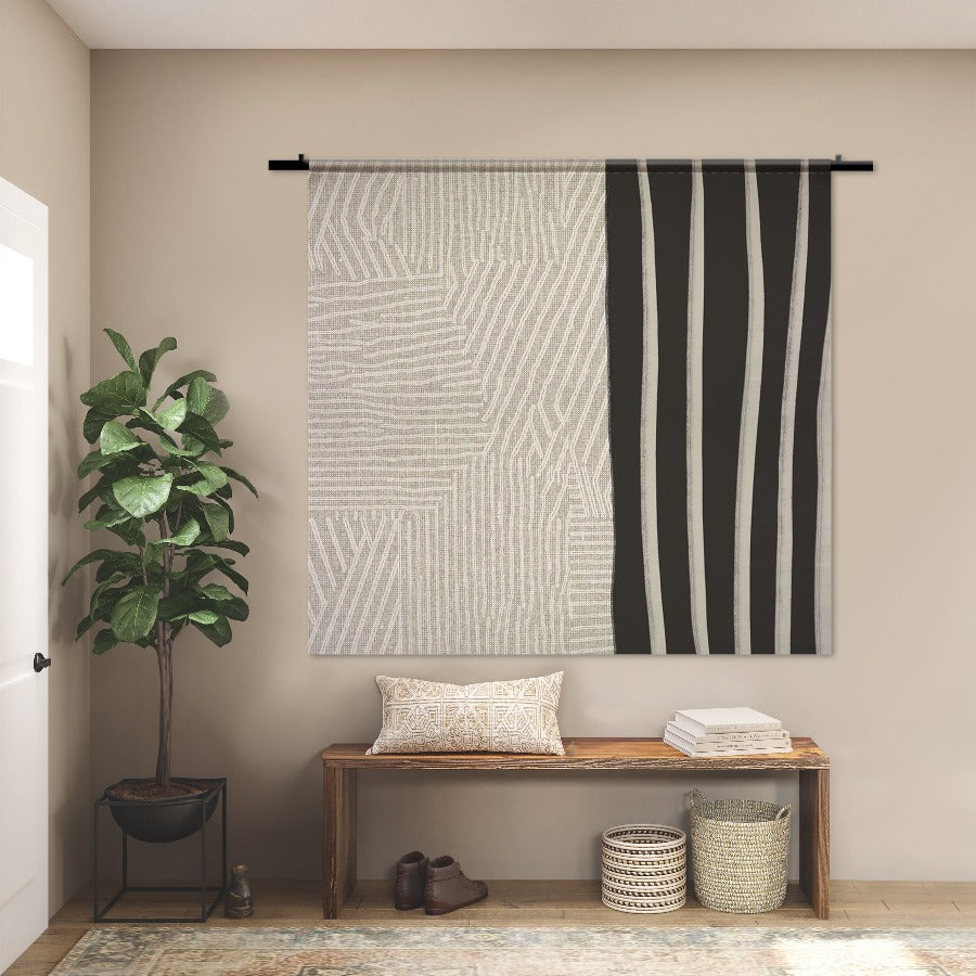 Wandkleed Lines – minimalistische lijnen in beige tinten, scandinavisch
