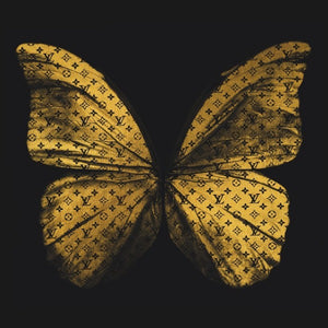 Schilderij Plexiglas Canvas Dibond- LV Golden Butterfly