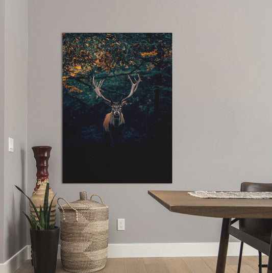 Schilderij Autumn Deer op canvas, plexiglas dibond of poster.