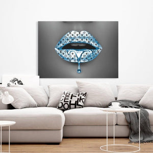 Schilderij - LV Blue Lips