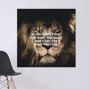 Motivatie Quote Leeuw Canvas