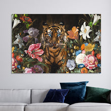 Load image into Gallery viewer, Schilderij Tijger Bloemen
