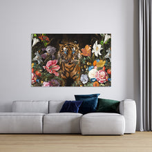 Load image into Gallery viewer, Schilderij Tijger Bloemen

