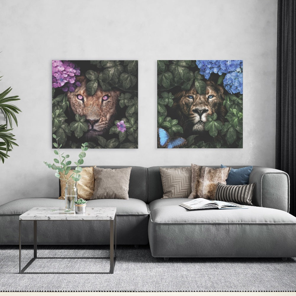 Schilderij Leeuw en leeuwin