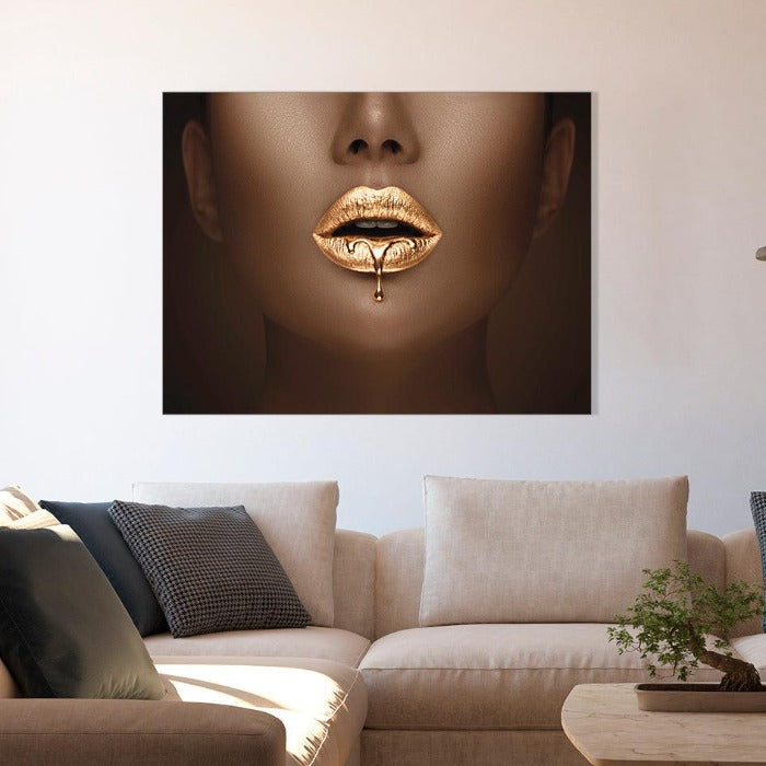 Poster Golden Woman op plexiglas, canvas, dibond of als poster