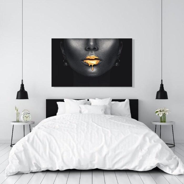 Schilderij-Golden Lips Paint-PosterGuru