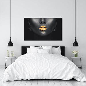 Schilderij-Golden Lips Paint-PosterGuru