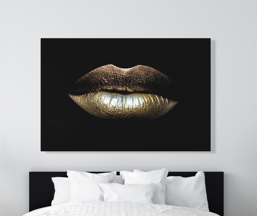Schilderij-Golden Lips-PosterGuru