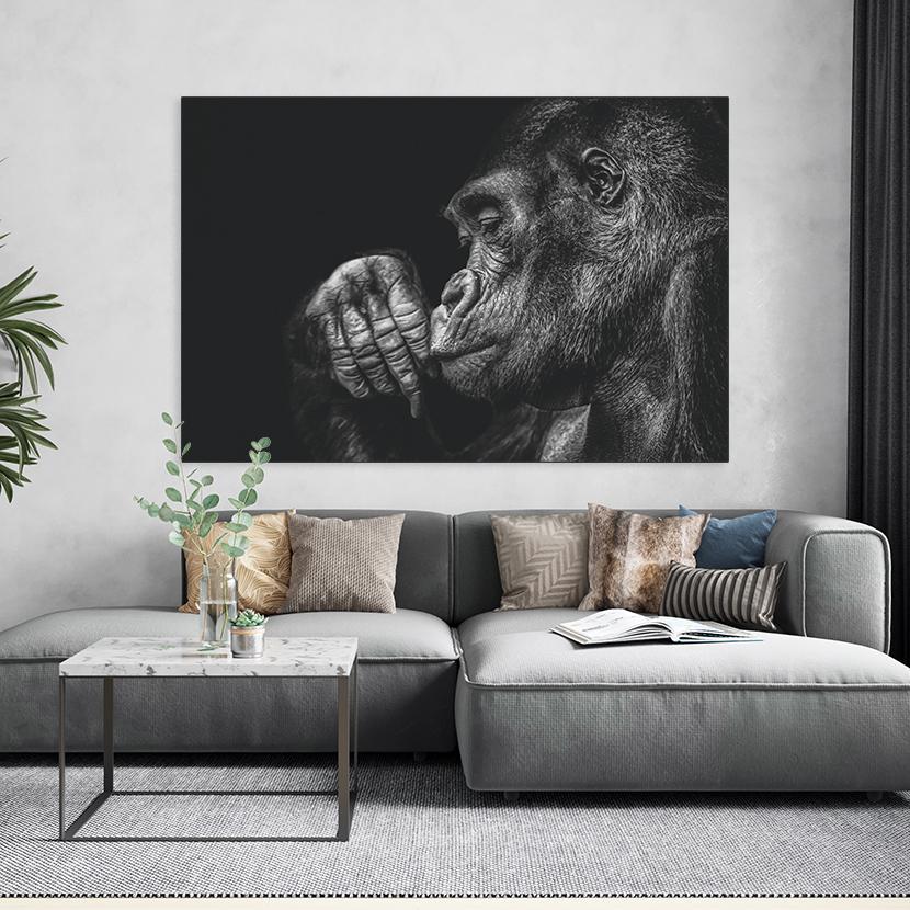 Schilderij-Gorilla Portret-PosterGuru