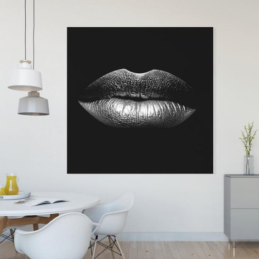 Schilderij-Silver Lips-PosterGuru