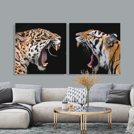 Tweeluik Tiger VS Panter – tijger en panter in donkere tinten