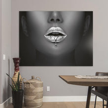 Load image into Gallery viewer, Schilderij-Zilver Painted Lips-PosterGuru

