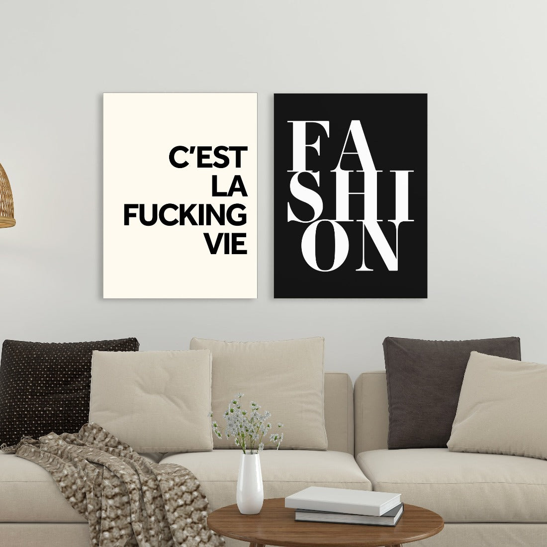 Poster Yesterday NOW tomorrow (Dark) in een interieur