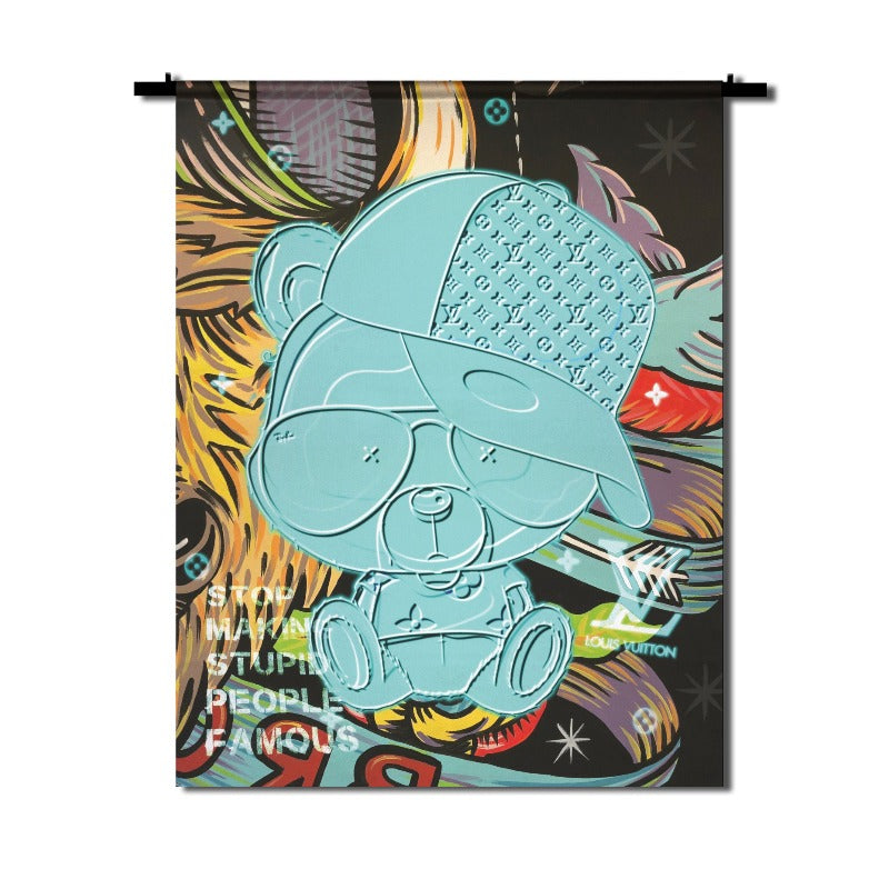 Wandkleed Luxe Teddy, teddybeer in luxe streetstyle